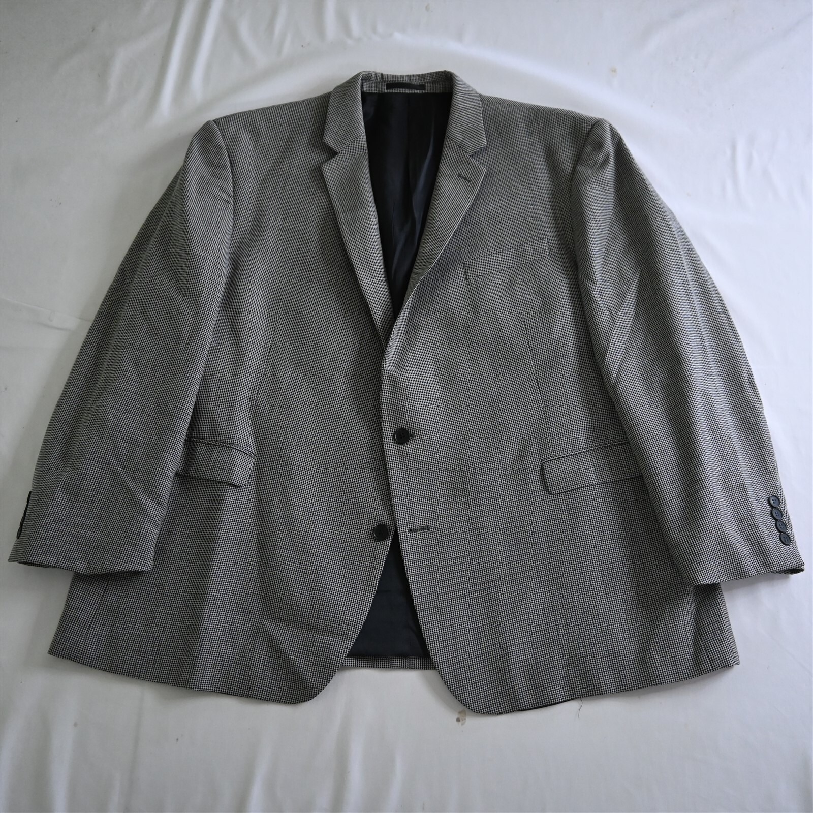 Kenneth Cole 56r Gray Check 100% Wool Mens Blazer Sport Coat Jacket